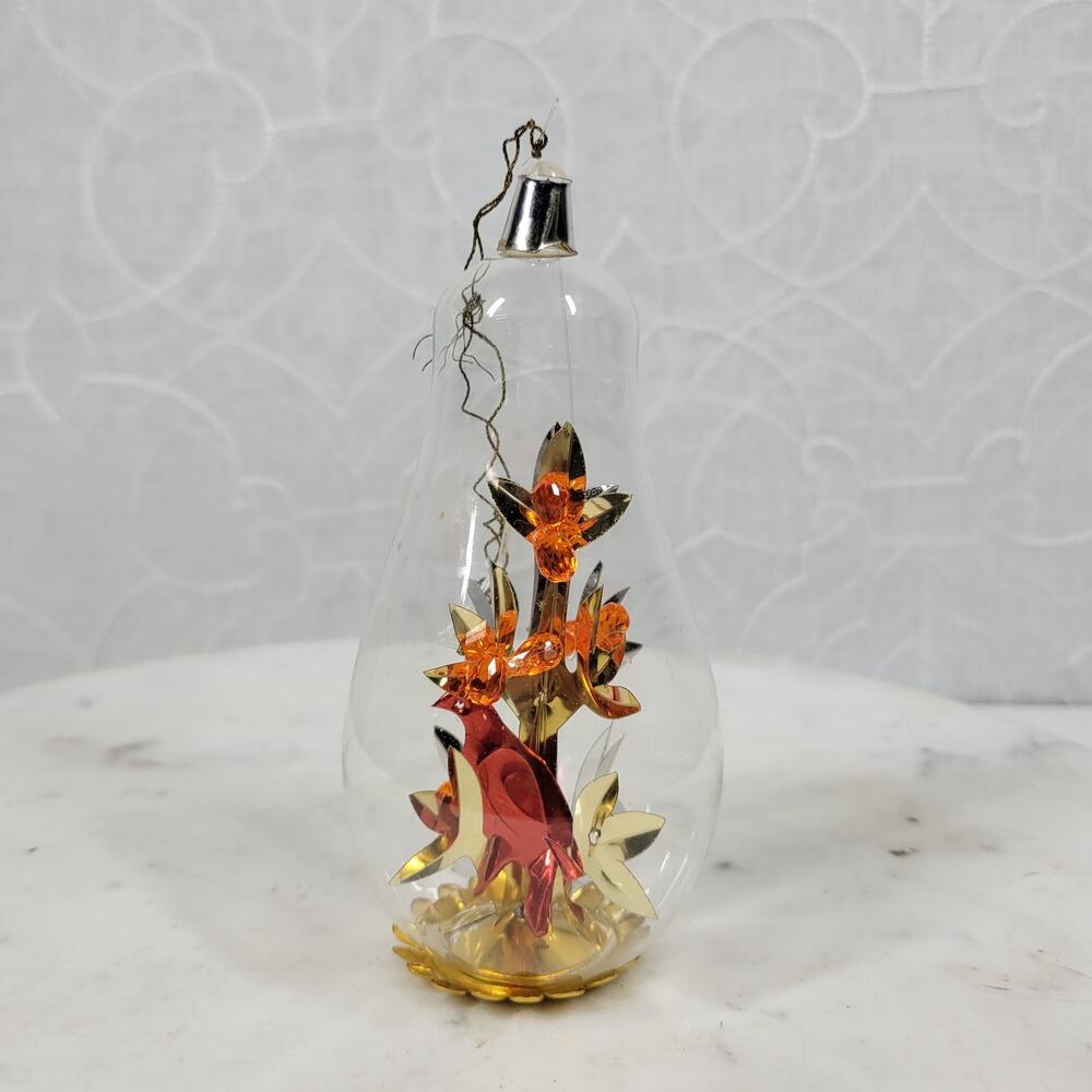 Vintage‎ RESL LENZ 3D Ornament Bird Foil Art Glass Ball Christmas West German